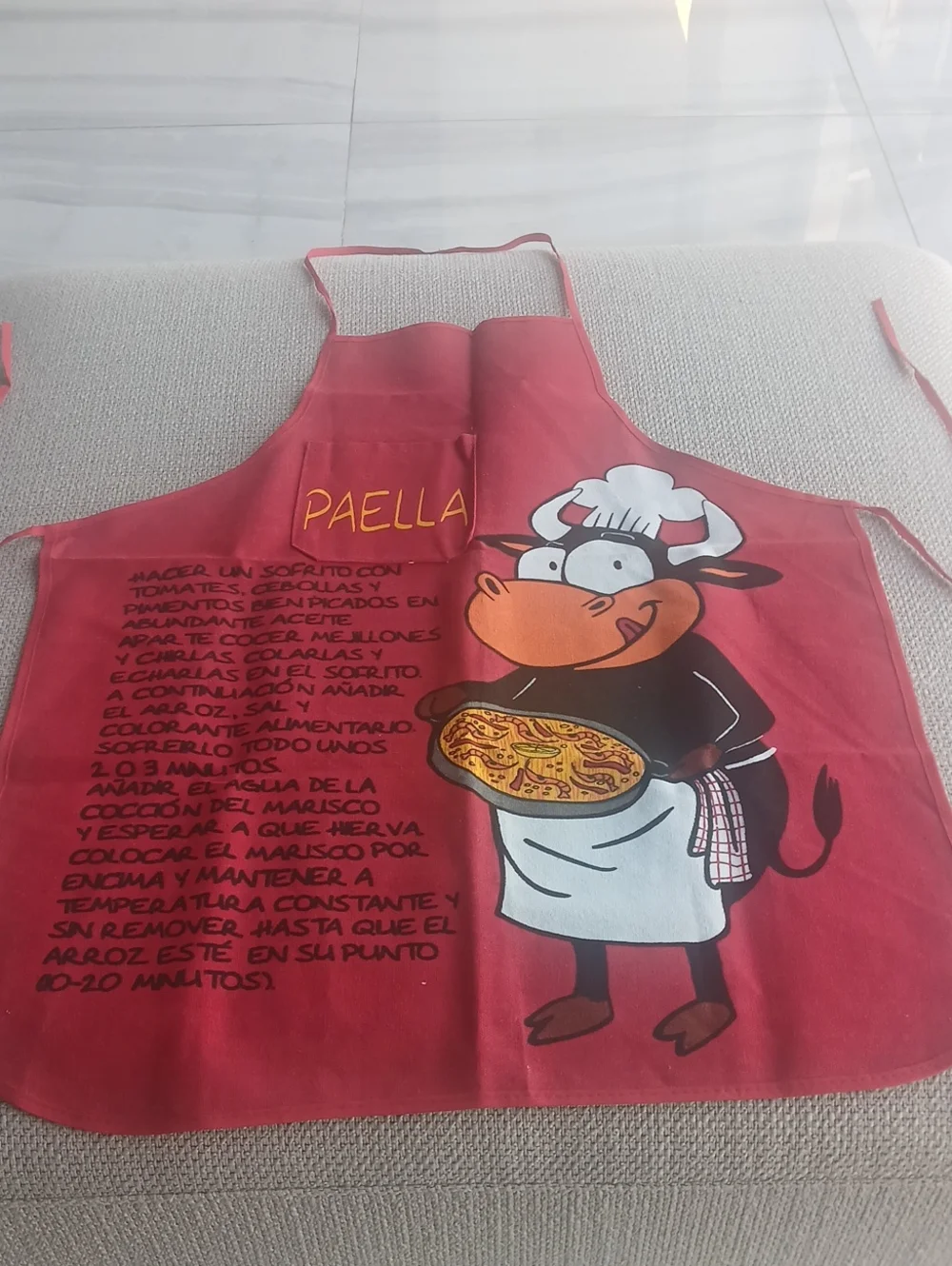 Red Cartoon Cow Paella Apron - Unbranded
